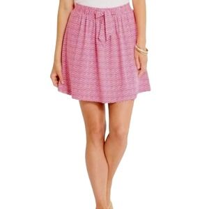 Vineyard Vines Women's Pink/White Chevron Print Tie Waist Mini Swim Skirt Sz XL